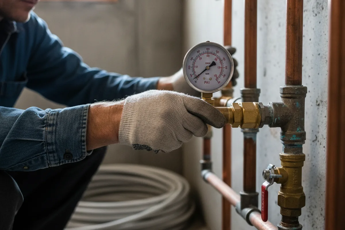 Pressure testing a repaired line during Water Line Repair in Tarpon Springs
